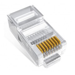 水晶頭超五類 鍍金RJ45純銅網線接頭100個/盒 cat5e非屏蔽8P8C電腦網絡線纜連接頭 RCB-1100
